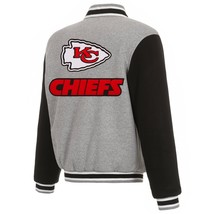 NFL Kansas City Chiefs  Reversible Full Snap Fleece Jacket JHD Embroidered Logos - £105.90 GBP