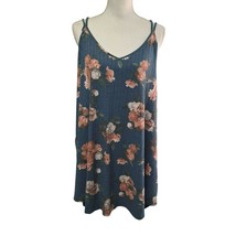 Lularoe Daniella Tank Top Wide Womens Plus 3X Floral Teal Spaghetti Strap - £13.89 GBP