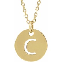 Precious Stars Unisex 14K Yellow Gold Initial C Dangle Disc Necklace - £237.44 GBP