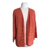 Chicos Womens Cardigan Size 3 Large Peach Open Front 3/4 Sleeves Knit Sw... - $28.71