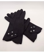 Vintage Nylon Blend Hand Stitched Black Gloves Womens Mini Buttons  - £11.67 GBP