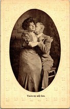 Vtg Postcard 1910s Romance You&#39;re My Only Love Photo Embossed UNP - £10.48 GBP