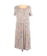 J Jill Floral Blue Spring Garden Layered Short Sleeve Dress with Pockets XS - £31.45 GBP