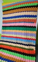 Handmade Crochet Afghan Multicolored  Cover Up Blanket Sofa Throw Roseanne - £38.71 GBP