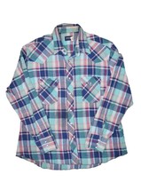 Vintage Wrangler Flannel Shirt Mens XL Plaid Pearl Snap Western Easter - £15.38 GBP