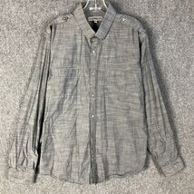 Express Button Up Shirt Men&#39;s XL Fitted 17-17.5 Long Sleeve Gray Adults ... - $219.15 MXN