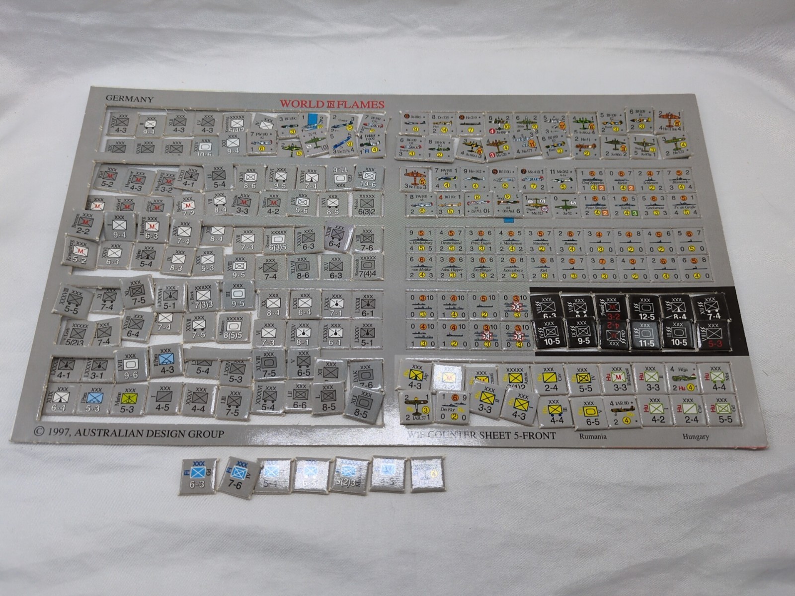*Incomplete* World In Flames Counter Sheet 5 Board Game Pieces - $24.74