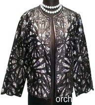 Cache Laser Cut Leather Swing Jacket Top New S/M/L Peek A Boo Black White $398 - £127.25 GBP