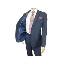 Men Suit BERLUSCONI Turkey 100% Soft Italian Wool Super 180's #Ber27 Navy Blue image 4