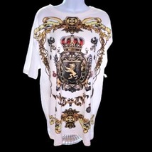 Unisex Trendy King Crown &amp; Chain Design Pattern Print Mens T-Shirt, Graphic Tee - £15.97 GBP