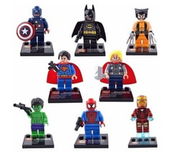 8 piece Super Heroes Minifigures Blocks Thor,Batman,Superman and More! - £26.01 GBP