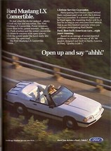 1988 Ford LX Mustang Convertible White Car Automobile Vintage Print Ad 1980s - £4.74 GBP