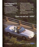 1988 Ford LX Mustang Convertible White Car Automobile Vintage Print Ad 1... - £4.66 GBP
