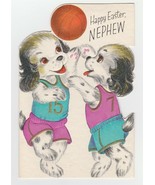 Vintage Easter Card Dogs Play Basketball 1964 Rust Craft Die Cut - £7.82 GBP