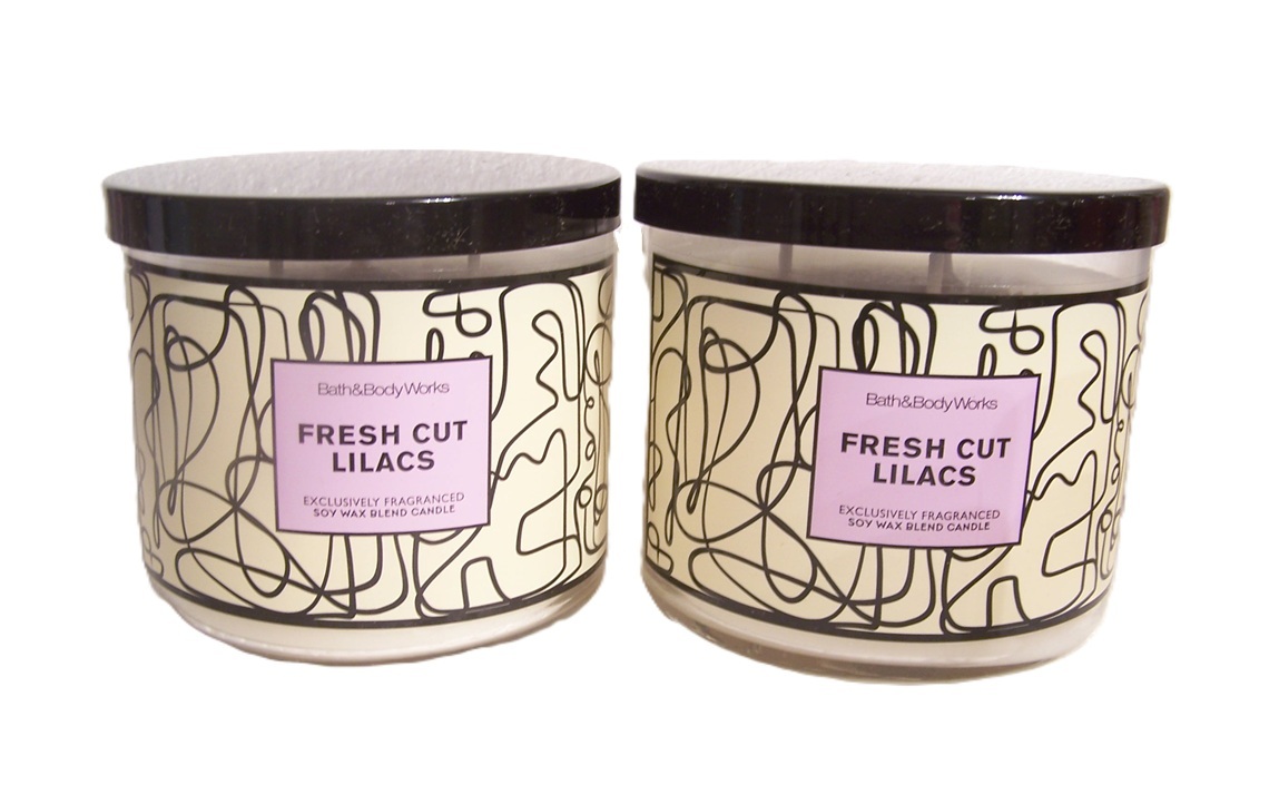 Bath &amp; Body Works Fresh Cut Lilacs 3 Wick Scented Candle 14.5 oz - 2 Pack - $34.99