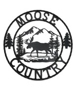 24&quot; Rustic Western Moose Country By Mountains Pine Forest Metal Wall Cir... - $1,042.31 MXN