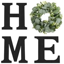 Wood Home Sign With Artificial Eucalyptus Wreath For O, Hanging Farmhouse Wall H - £36.76 GBP