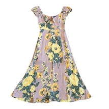 Reformation Cordelia Floral Print Dress Midi Length Slit Off-Shoulder Si... - $120.94