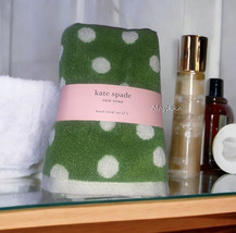 Kate Spade New York Green White Polka Dot Set 2 Hand Towels Bathroom Dor... - £33.40 GBP