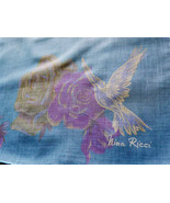 Large 1960s Nina Ricci Dove and Roses Handkerchief MOD Minimalist Muted ... - £15.77 GBP