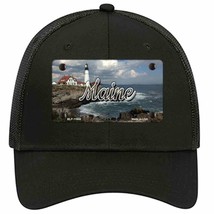 Maine Lighthouse Beach State Novelty Black Mesh License Plate Hat - £23.08 GBP