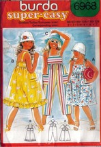 Girl's Sundress & Jumpsuit Burda Easy Pattern 6968 Size 2-7 Uncut - $12.00