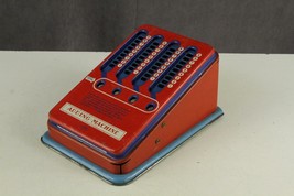 Vintage Tin Litho WOLVERINE USA Red &amp; Blue Metal Math Toy ADDING MACHINE - £22.68 GBP