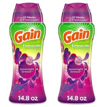 2 Gain Fireworks Moonlight Breeze  In-Wash Scent Booster Beads 14.8 oz  Lot TWO - £31.07 GBP