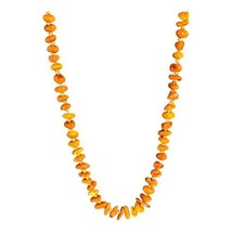 Petite Butterscotch Egg Yolk Amber Bead Necklace 30&quot; Sterling Clasp 16 g... - £146.43 GBP