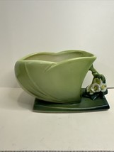 Roseville Mock Orange Vintage Art Pottery Green Teal Ceramic Planter 952-5 - $27.99