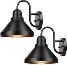 Brightever 2-Pack Outdoor Gooseneck Barn Lights, Black Wall Sconce - $76.99