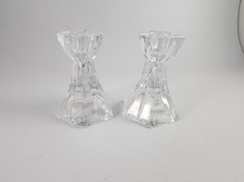 Pair of Mikasa Metro Flair 3” Candleholders Lead Crystal Made In Slovenia - £17.07 GBP