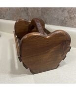 Slatted Wooden Heart Basket with Handle Cottage 80’s - $27.72