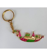 Vintage Beautiful Pink Green &amp; Gold Tone Chinese Dragon Boat/Ship Metal ... - $14.84