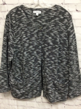 Kim Rogers Womens Cardigan Sweater Gray Space Dye Long Sleeve Scoop Neck XL - $7.42