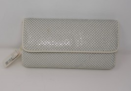 Whiting &amp; Davis White Mesh &amp; Leather Flap Clutch Purse - £22.02 GBP