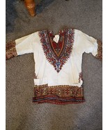 VTG RARE 1970s 80&#39;s 70&#39;s Women&#39;s Afro Arts African Top Blouse White 3/4 ... - $37.99