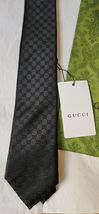 Black Gucci GG Pattern 100% Silk Tie New with Tags - $124.73