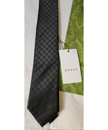 Black Gucci GG Pattern 100% Silk Tie New with Tags - $124.73