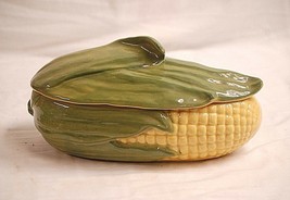 Vintage Corn King Shawnee Ohio Art Pottery 74 1.5 Qt Oval Covered Casserole Dish - £46.73 GBP