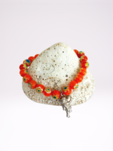 MURANO orange glass beads bracelet Millefiori &amp; silver guardian angel pendant Mu - £23.18 GBP