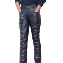 Men&#39;s Motorbike Cowhide Leather Pant Jeans Biker Leather Trousers Gay BL... - $100.69