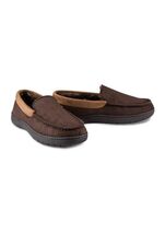 Haggar Mens Microsuede Venetian Slipper Plaid Fleece Lining Brown-L 9.5-... - $19.99