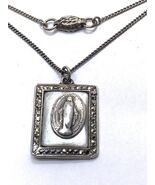 Sterling Silver 925 Marcasite Mother of Pearl Pendant necklace - $114.71
