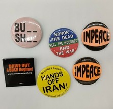(6) 2000s Democrats Anti-George W Bush Anti-War Impeace End The War Pinb... - $16.03
