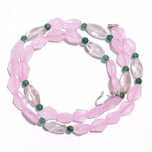 Natural Rose Quartz Crystal Aventurine Gemstone Smooth Beads Necklace 17&quot; UB2657 - £7.78 GBP