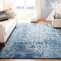 SAFAVIEH Evoke Collection Area Rug - 9&#39; Square, Navy &amp; Ivory, Oriental Distresse - $260.99