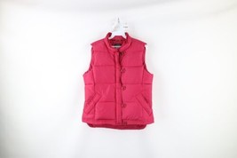 Vtg J Crew Womens Medium Blank Full Button Zip Down Insulated Puffer Vest Jacket - £39.07 GBP