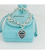 Please Return to Tiffany Heart Tag Charm Bracelet Tiffany with Blue Box ... - £305.39 GBP