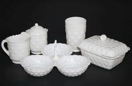 F&amp;F Mold &amp; Die Works Vtg White Creamer/Sugar/6 Tumblers/Butter 12pc Set ... - £51.19 GBP